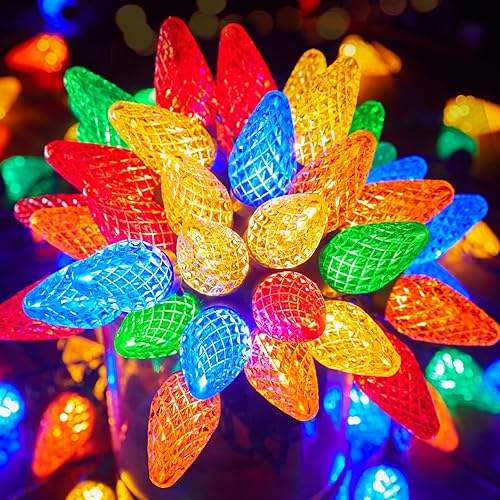 Miniatura 1 de Minetom Luces de Navidad C9 de 66 pies para exteriores, 100 luces LED de Navidad para exteriores, impermeables, de grado comercial, para techo,