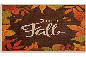 Hello Fall Door Mat, Outdoor Indoor Front Door Mat 17x30 Inches