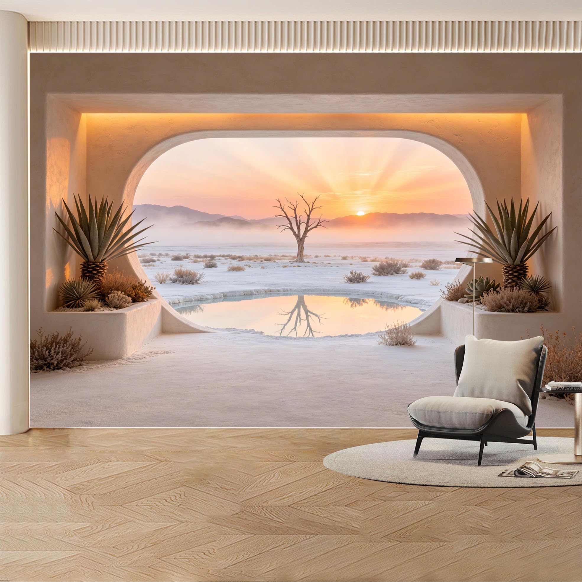 Custom Wall Mural Wallpaper Ocean Sunset， Landscape 3D Effect Wall Decor Large Wall Art， Tropical Luxury Misty Removable SelfAdhesive Large Photo for Living Room， Bedroom， Office