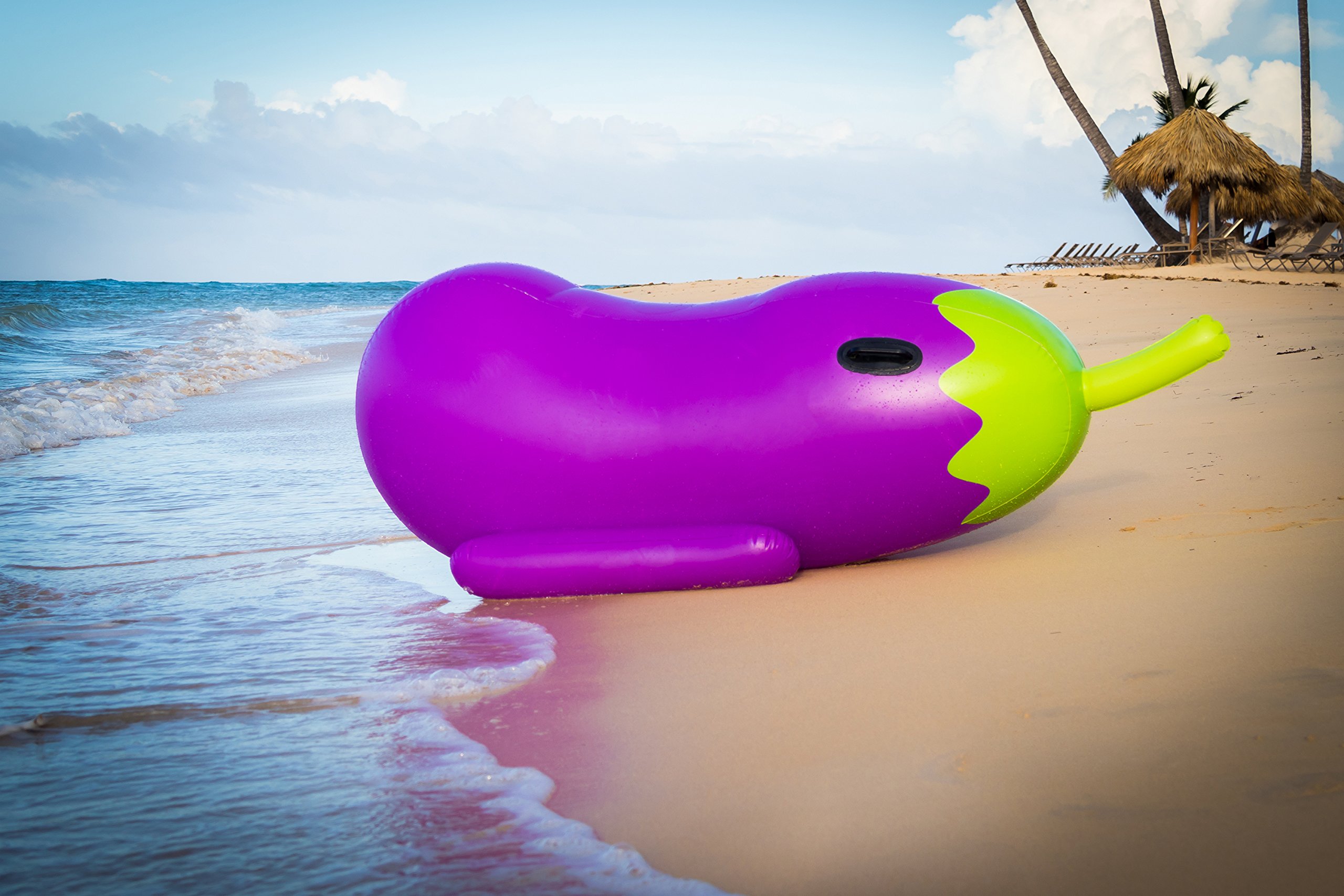 UAre Inflatable Emoji Eggplant Pool Float Large Swimming Pool Raft 5Foot Long Rideable Pool