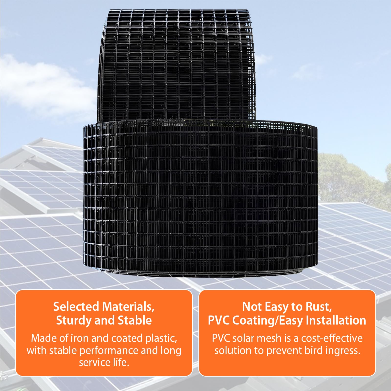 20CM*30M Rejilla de Protección Solar, Rejilla de Protección de Colector Solar, Rejilla de Protección de Aves, Malla de Acero Galvanizado y Recubierta para Protección de Roedores y Aves, Duradera y