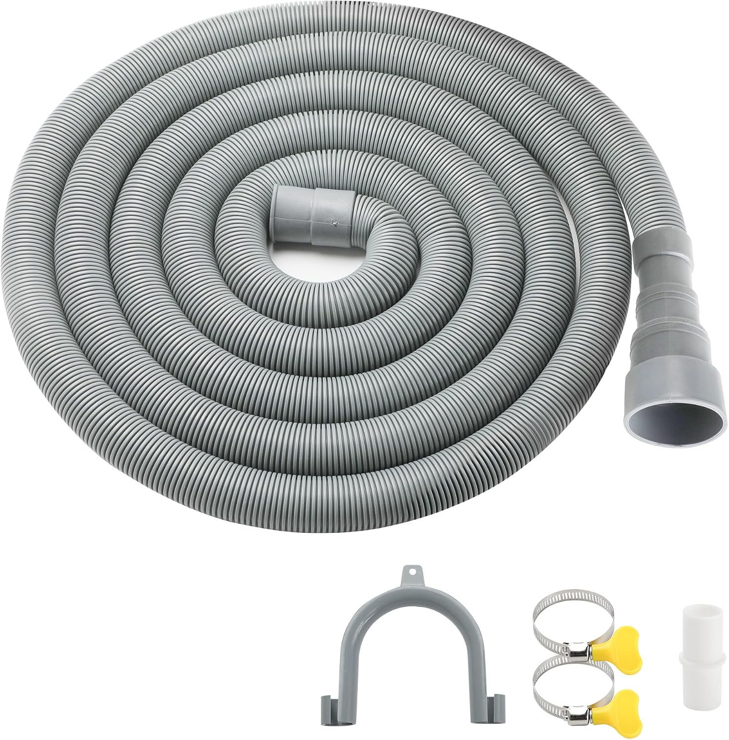 16 FT Washing Machine Drain Hose Universal Dishwasher Drain Hose Extension Kit for Washer, Flexible Discharge Hose with 1 U-Bend Hose Holder and 2 Hoses Clamps