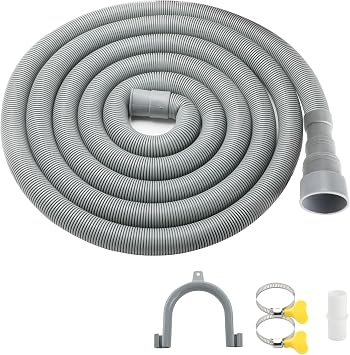 16 FT Washing Machine Drain Hose Universal Dishwasher Drain Hose Extension Kit for Washer, Flexible Discharge Hose with 1 U-Bend Hose Holder and 2 Hoses Clamps