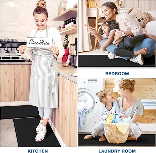 Miniatura 6 de StepRite Tapetes de cocina, 2 tapetes acolchados, antifatiga, para piso, de escritorio, antideslizante, impermeables, oficina, alfombras de 17.3 x