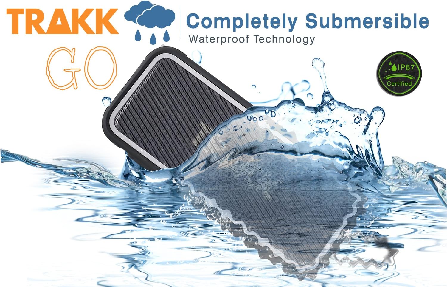 TRAKK GO Speaker Splashing in Water