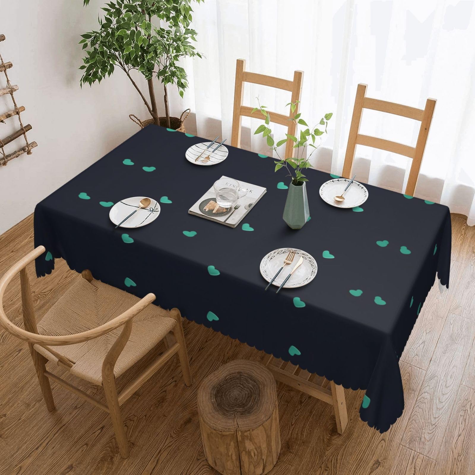 HLBSDM Lovely Blue Background Square Lace Tablecloth, 54x72 Inch Restaurant Decorative Tablecloth, Party Banquet Indoor and Outdoor Universal Tablecloth