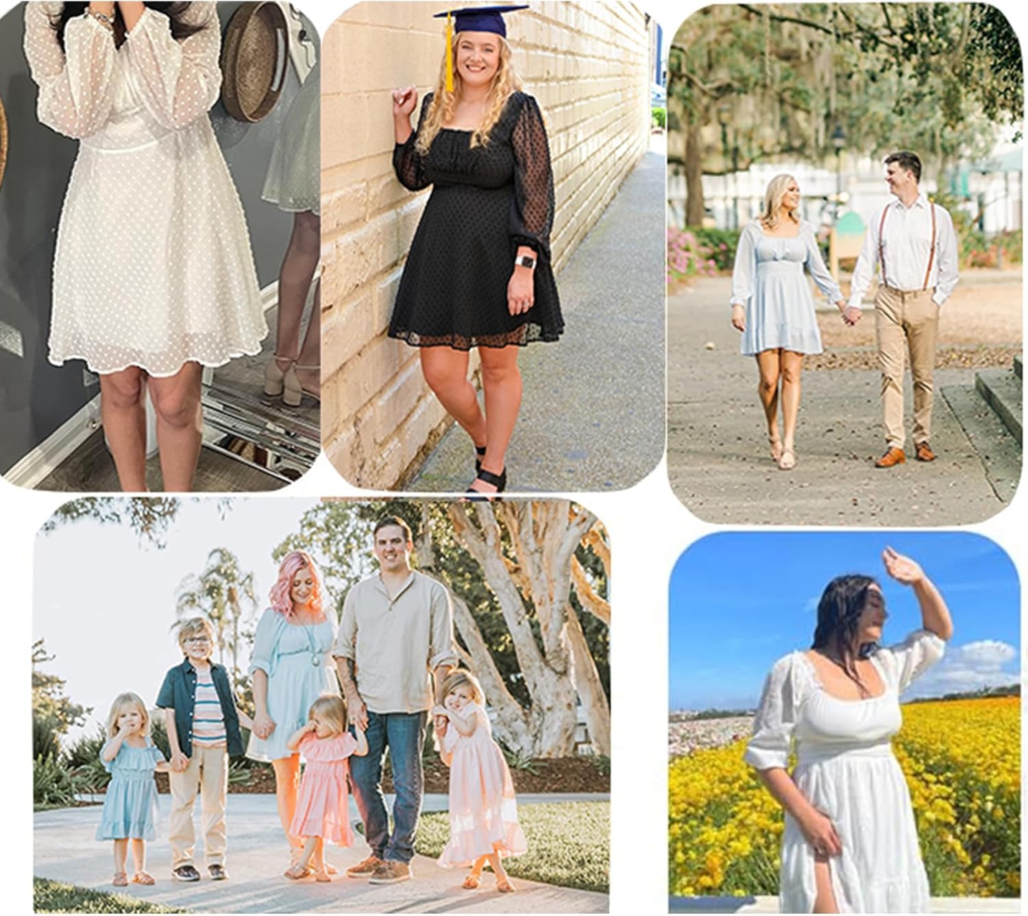 tagunop Women's Summer Casual Dress Smocked Square Neck Mini Dresses Ruffle Short Sleeve Sundress - Image 6