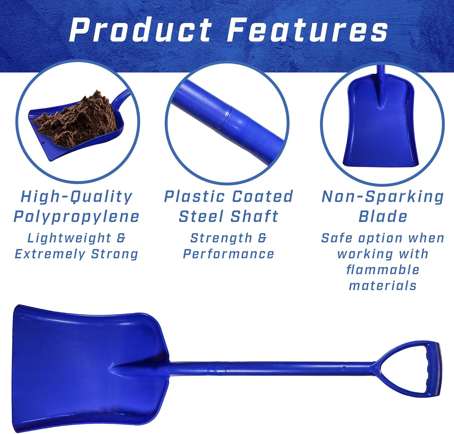 Faithfull FAIPLSHOVEL Blue Plastic Shovel with Plastic Coated Steel Shaft