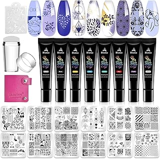 Biutee Nail Stamper Kit 12Pcs Nail Stamping Plate 8Pcs Stamping Gel Poli...