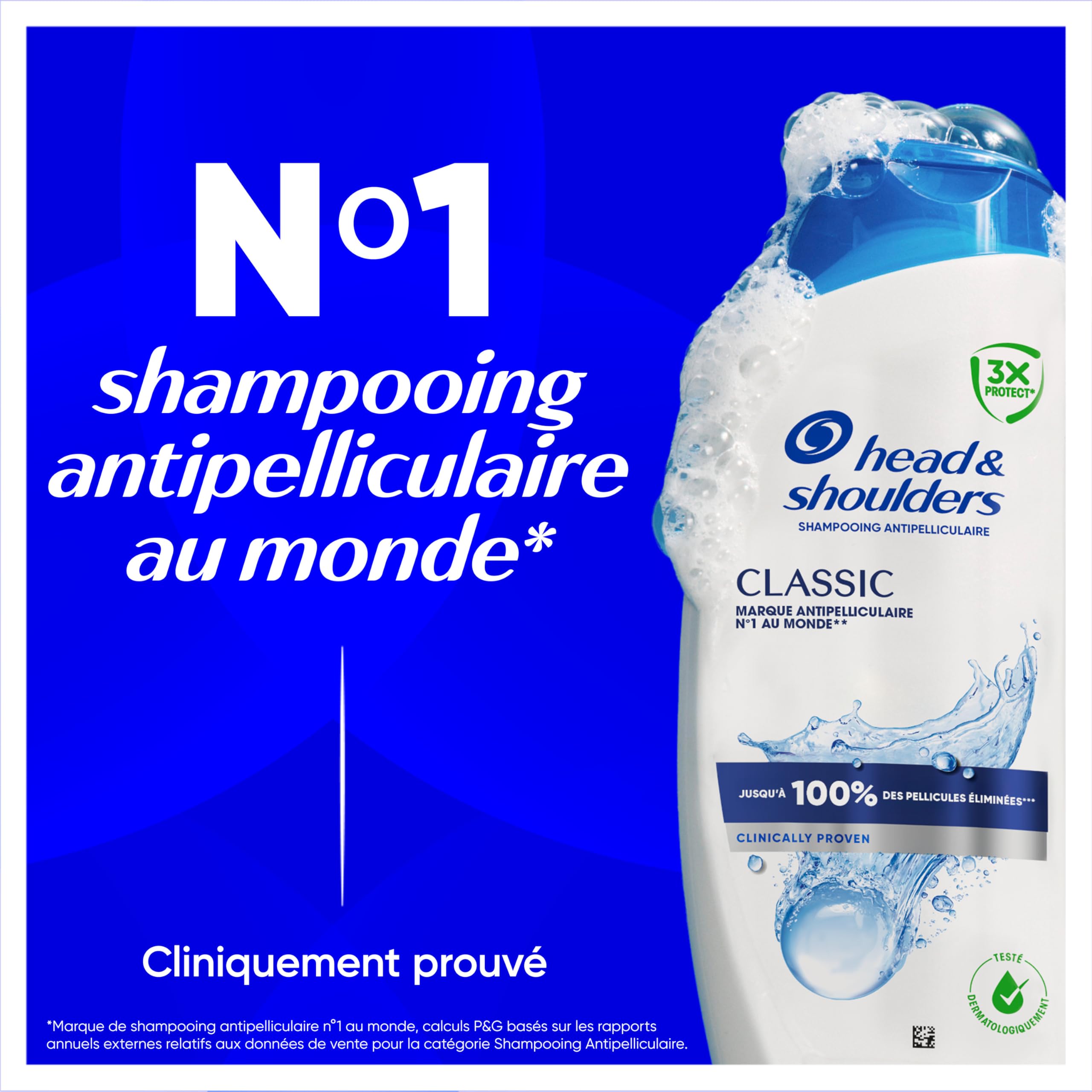 Head & Shoulders Classic Shampoing Antipelliculaire 1000ml avec Pompe