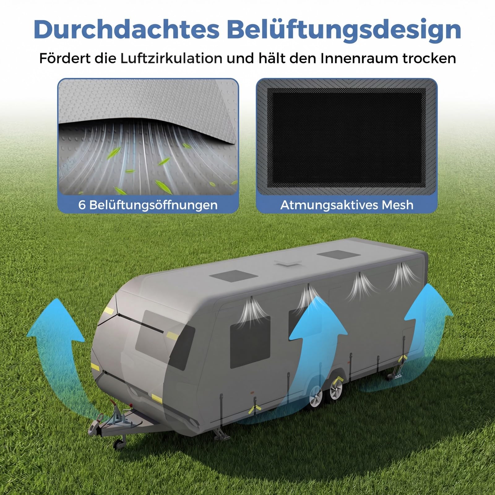 COSTWAY Wohnwagen Abdeckung aus Vliesstoff, 493 x 260 cm Schutzhülle für Wohnwagen & Wohnmobil, Wohnmobil Abdeckplane, atmungsaktiv wasserabweisend wetterfest, Wohnwagenplane für Camping Reisen