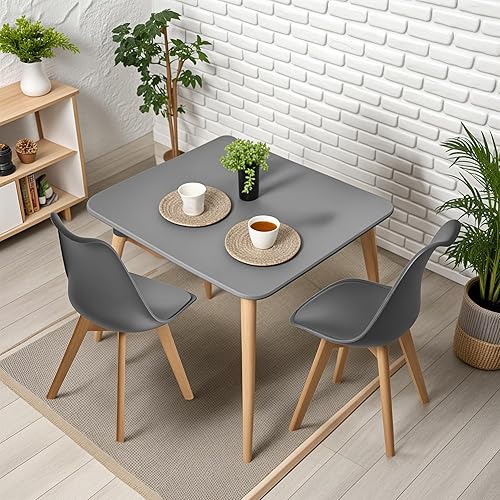 Miniatura 2 de CangLong Mid Century Modern DSW - Silla auxiliar con patas de madera para cocina, sala de estar, comedor, juego de 2, color gris