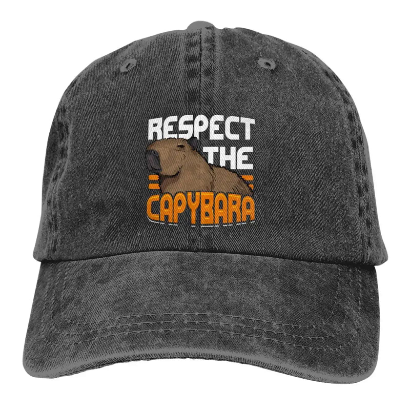 Washed Men's Baseball Cap Respect The Capybara Trucker Snapback Caps Dad Hat Capybara Animal Golf Hats Gift