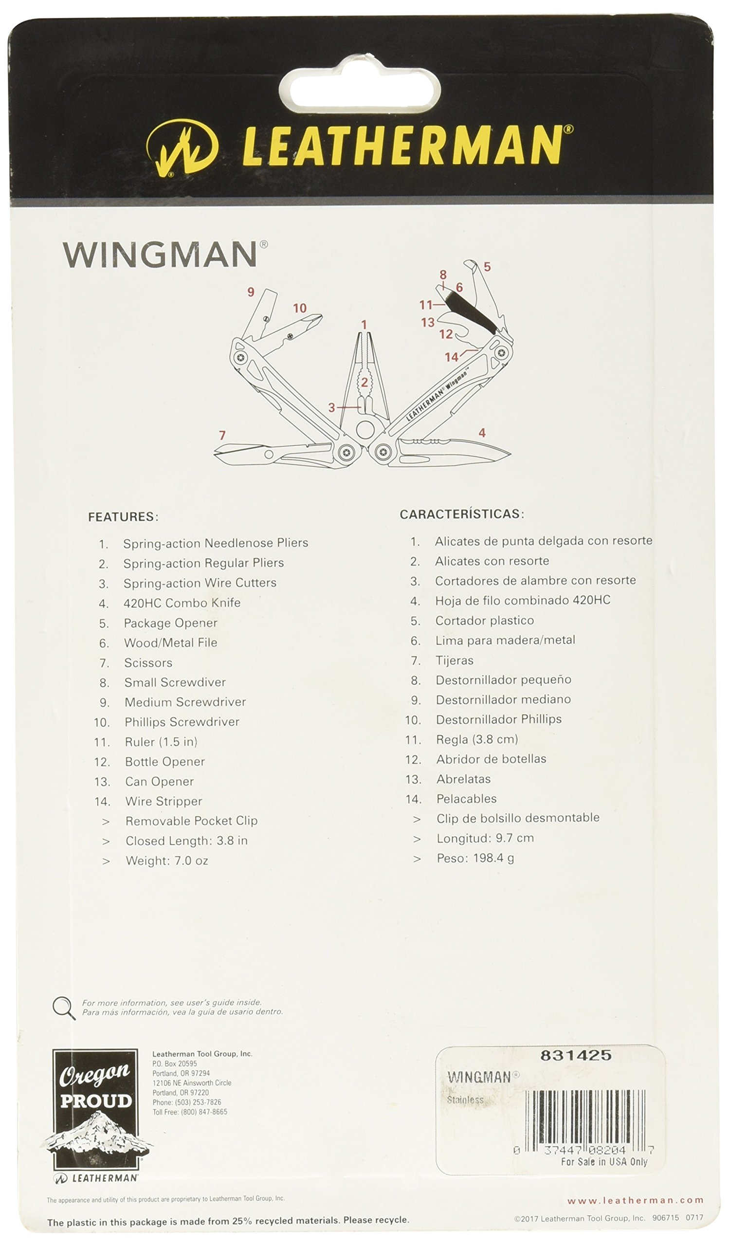 Wingman Multi-Tool, Silver, 14 Tools