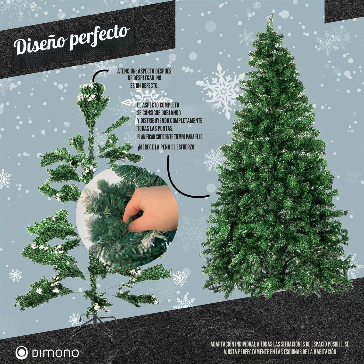 Dimono® Árbol de Navidad Artificial 210 cm con Nieve - Ramas Densas