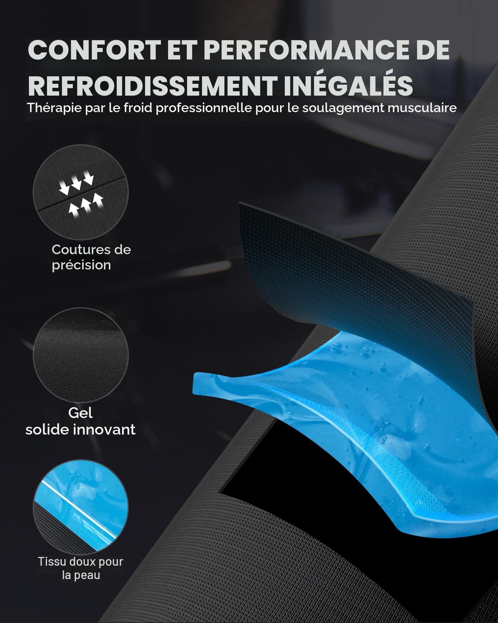 Tolaccea Pack de Froid pour Jambe Complète avec Couverture 360° – Compresse Réutilisable avec Gel pour Soulager la Douleur & la Récupération Musculaire – Manchon de Froid pour Pied, Mollet, Cuisse(L)