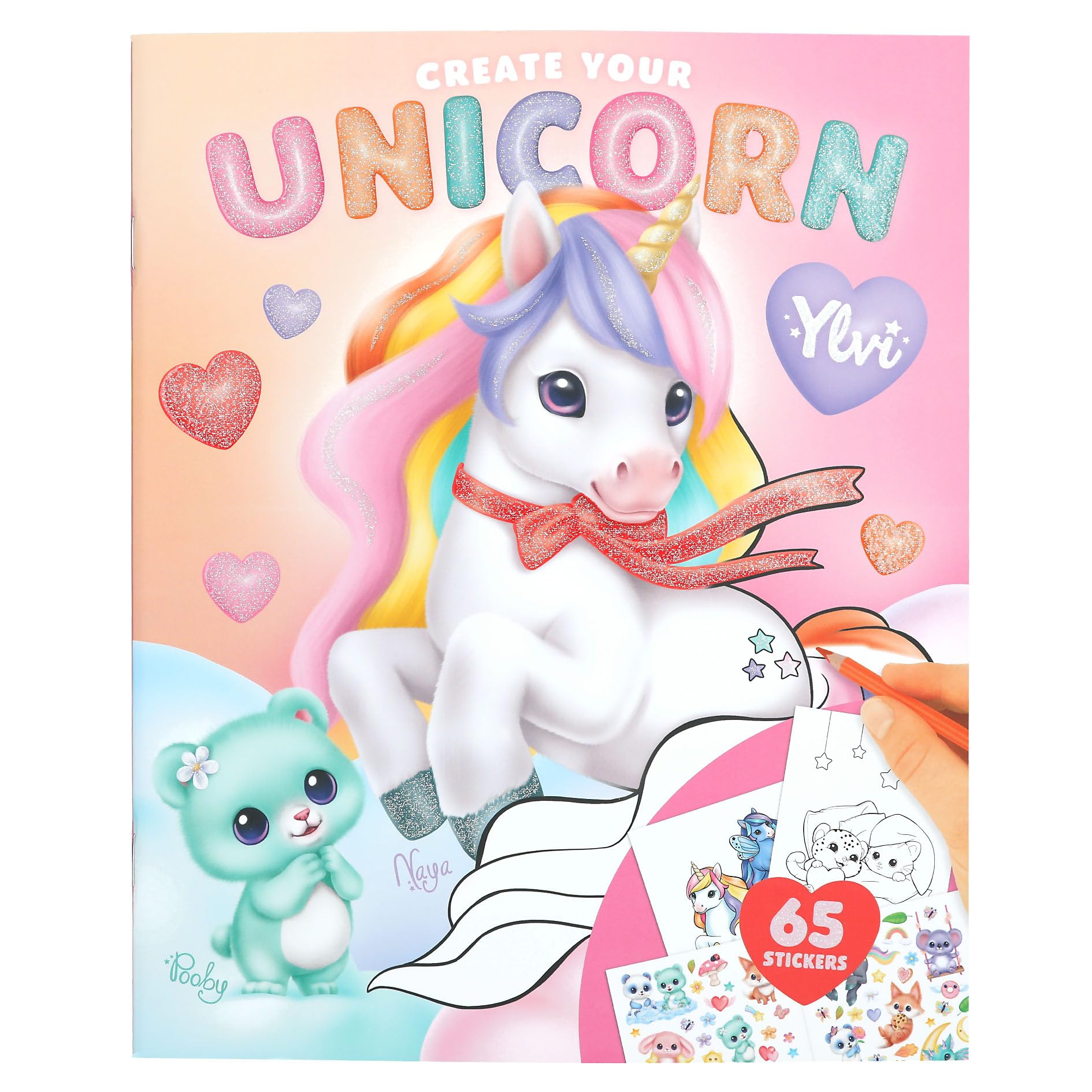 Depesche 14209 Ylvi Create Your Unicorn Colouring Book with 13 Pages of Pre-Printed Unicorn Motifs for Colouring, Includes Colouring Pages and 2 Pages of Stickers