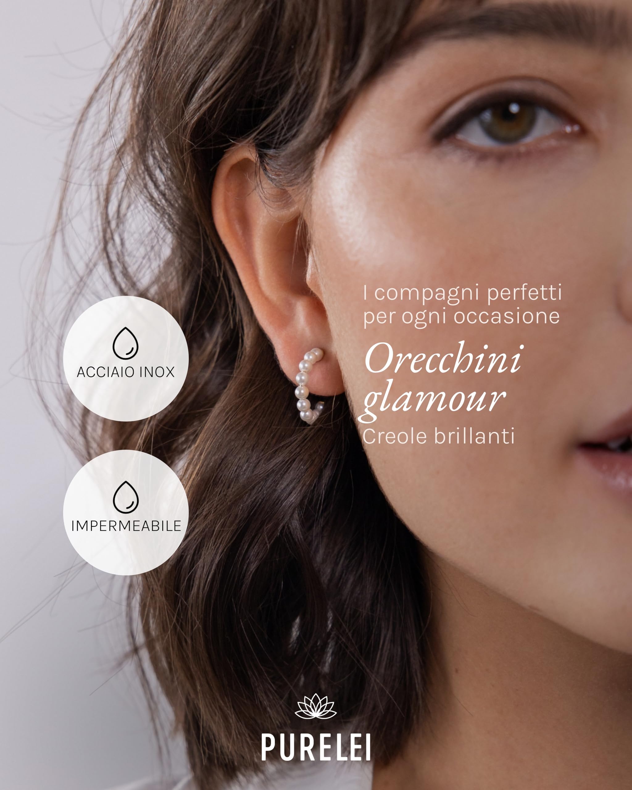 PURELEI® Pure Soul - Orecchini da donna, impermeabili, con perle in acciaio inox, idea regalo per donna