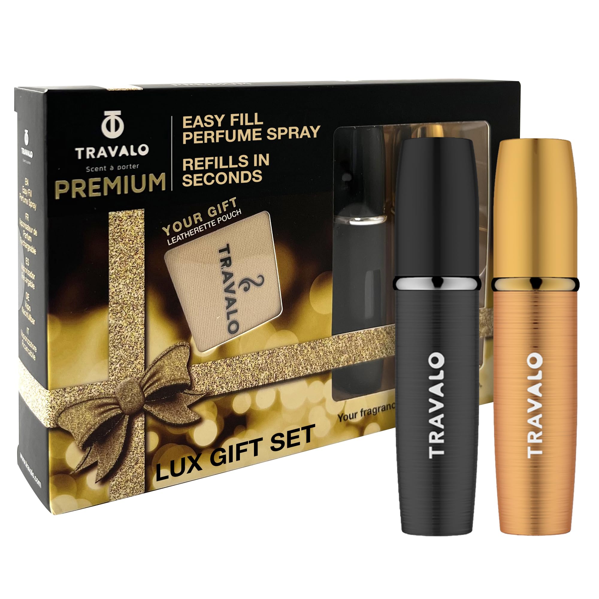 Amazon.com : Travalo Lux Perfume Atomizer Gift Set Black & Gold