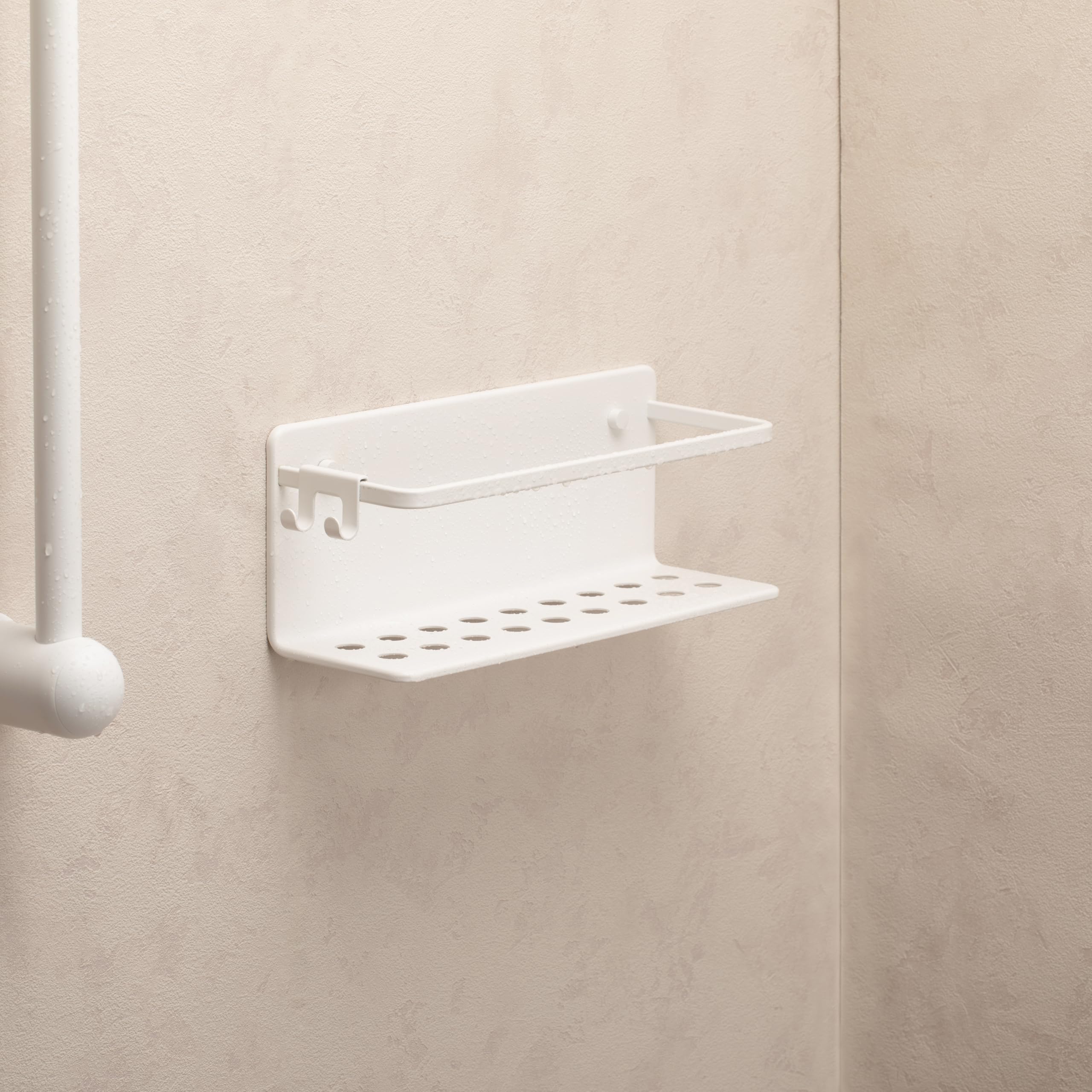 TATAY Shower Shelf No Drilling Rectangular Aluminium, Artic White, 12x30x10 cm - Image 2
