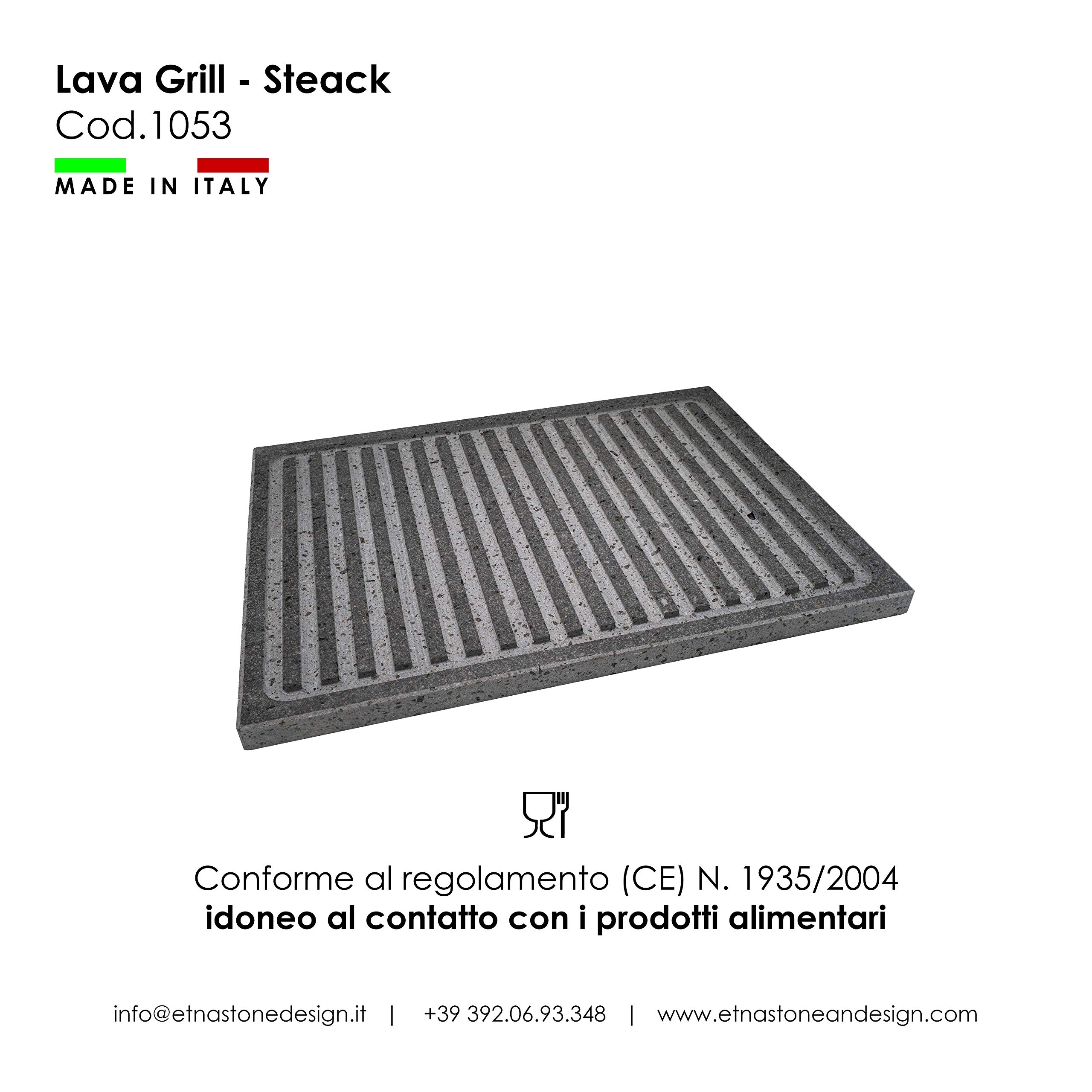 Lava Grill Steak - Parrilla de 40 x 30 x 2 cm, piedra volcánica etnea, placa lijada para horno y barbacoa, cocción de carne, pescado, verduras y pizza Etna Stone & Design