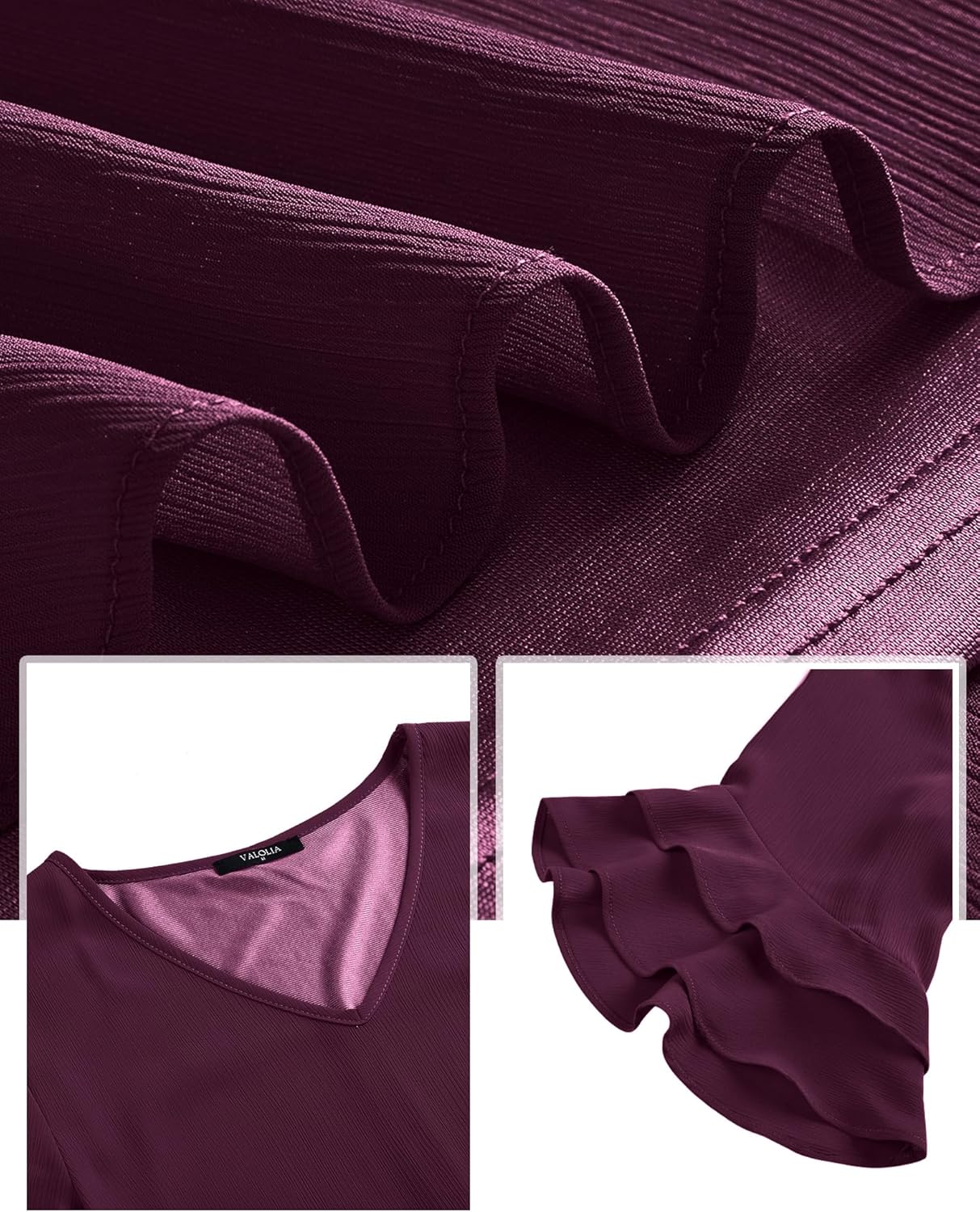 VALOLIA Womens Blouses 3/4 Sleeve Dressy Tops Business Casual Double Layers Shirts - Image 5