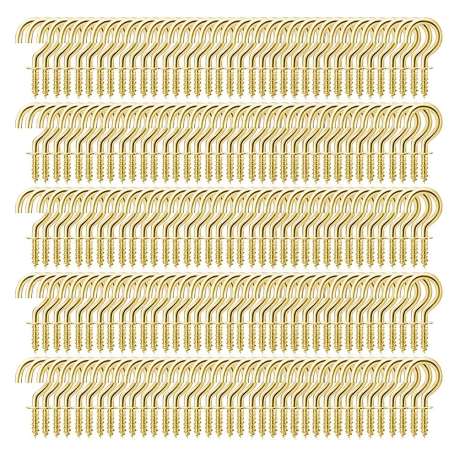 Metalowe haki sufitowe, Haczyki na kubki ze stali nierdzewnej 304 Wielokolorowe 50-1000 szt. Wiszące rośliny do montażu ścianie(Gold,100PCS)
