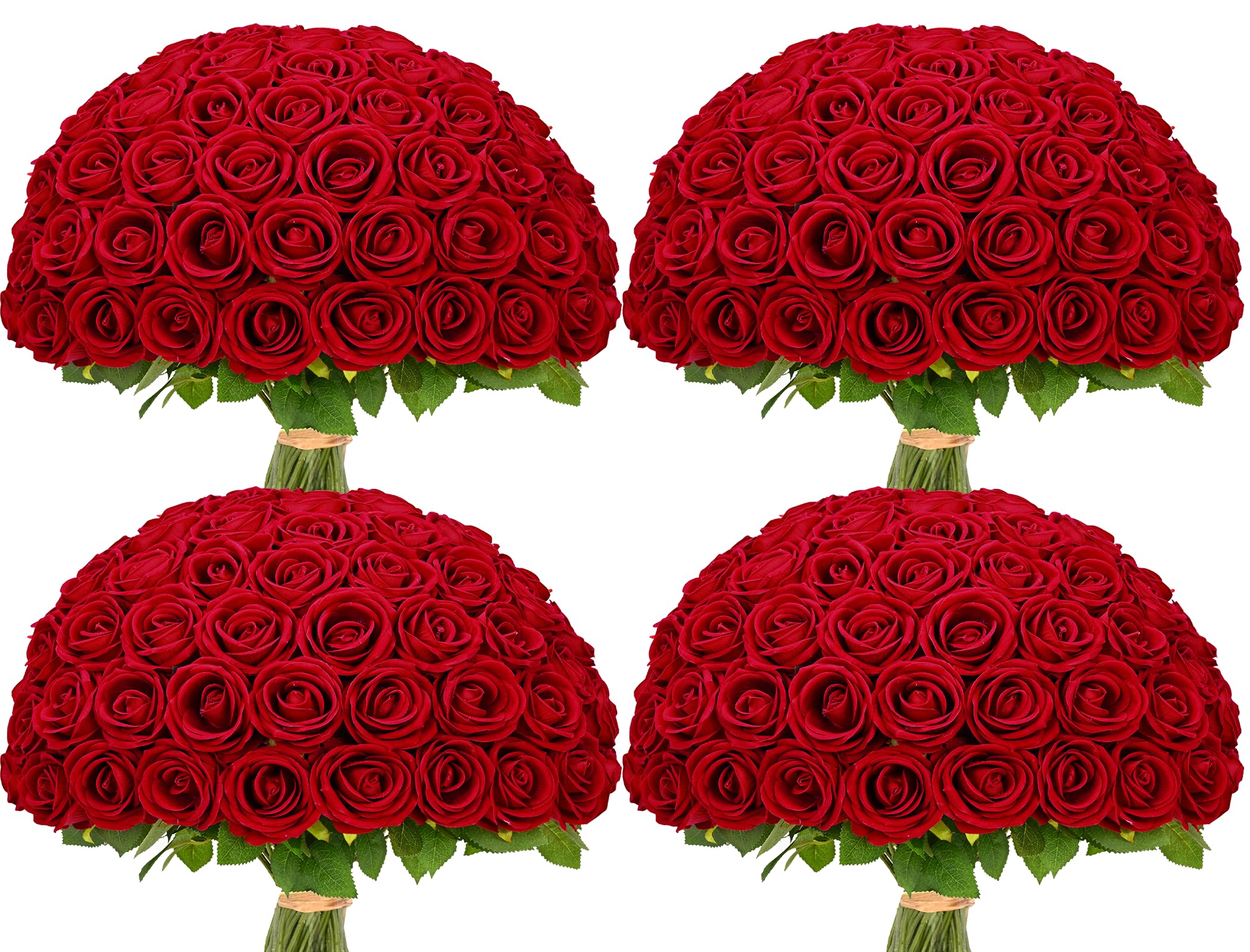 Photo 1 of ***PARTIAL SET - PRICE ADJUSTED*** Waipfaru 100 Pcs Red Roses Artificial Flowers Bulk, Real Touch Velvet Roses with Wrapping Paper, Fake Flowers for Wedding Centerpieces Bridal Bouquet Valentines Mothers Day Decor