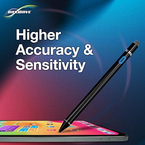 Miniatura 2 de BoxWave Universal AccuPoint Active Stylus, lápiz óptico electrónico con punta ultrafina, color negro azabache, lápiz óptico para smartphones y
