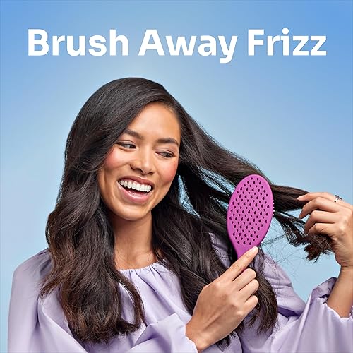 Miniatura 8 de Wet Brush Cepillo desenredante sin encrespamiento con tecnología iónica, morado, proporciona control de encrespamiento, reduce la estática y suaviza