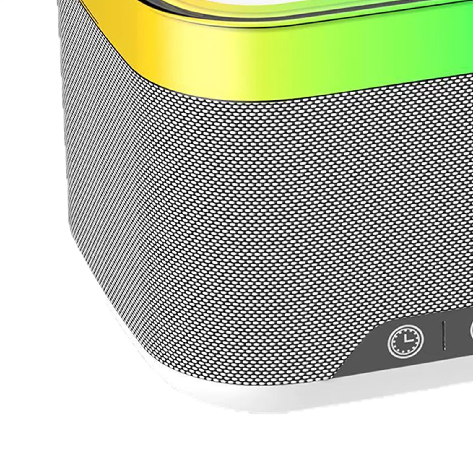 Sveglia con Ricarica Wireless Lampada con Altoparlante Digitale | Sveglia con Ricarica Wireless e Rumore Bianco Per Uso da Comodino Notturno Interni Casa Sonno Postazione di Lavoro Scrivania