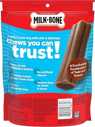 Miniatura 2 de Milk-Bone - Masticadores de confort, golosinas para perros sin piel cruda con textura masticable única y carne de vacuno real, 3 masticables