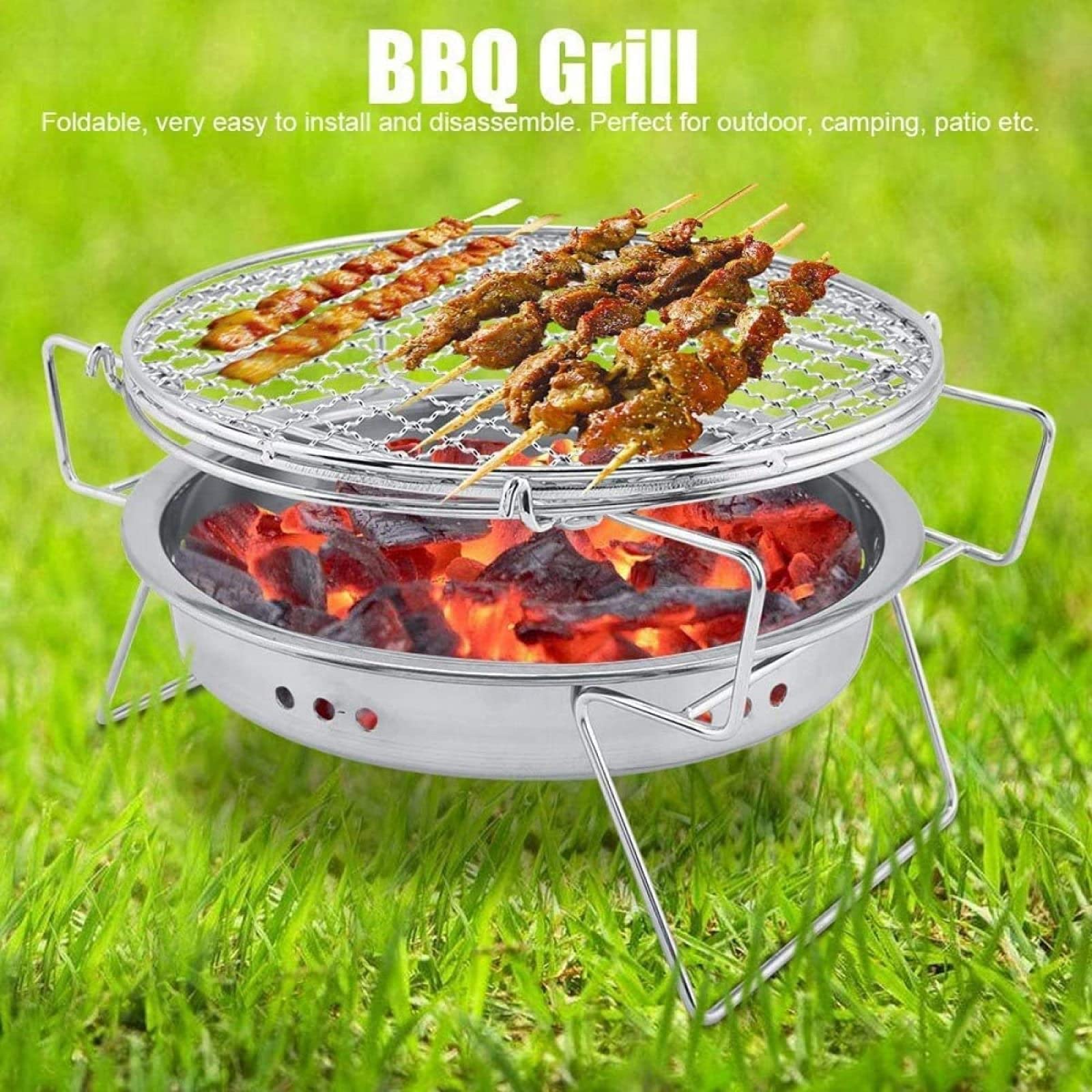Griglia per Barbecue a Carbone Multifunzionale, Griglia per Barbecue Coreana per Uso Domestico, Fornello da Campeggio Portatile, Griglia affumicatrice da Tavolo, Acciaio Inox