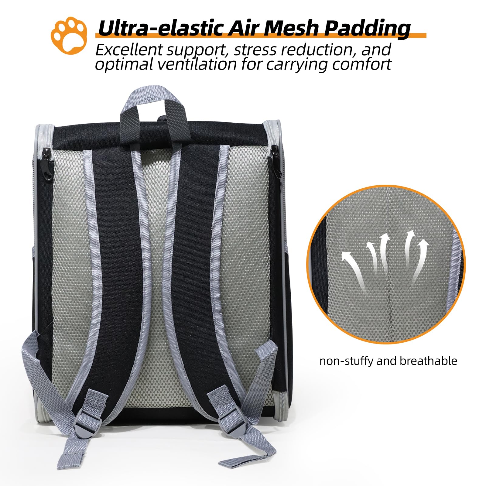 LE YOU PET Cat Carrier Bag, Pet Carrier for Cats and Dogs,Up to 15Lbs,Foldable Travel Bag,Large Space Backpack for Travel,Black