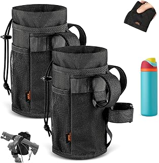2 Pack Ultra Thin Bike Water Bottle Holder for Handlebar 24-32 oz Bike Cup Holder with Removable Fastener Straps Bike Bottle Holder for Mountain Bike, Road Bike, eBike, Scooter
