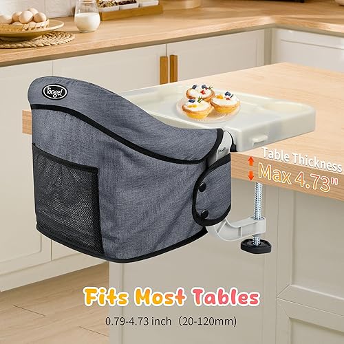 Miniatura 11 de Silla de enganchar, Silla de bebé de enganchar, asiento de alimentación portátil plegable y plano, diseño de alta carga, se fija a la Silla de Mesa