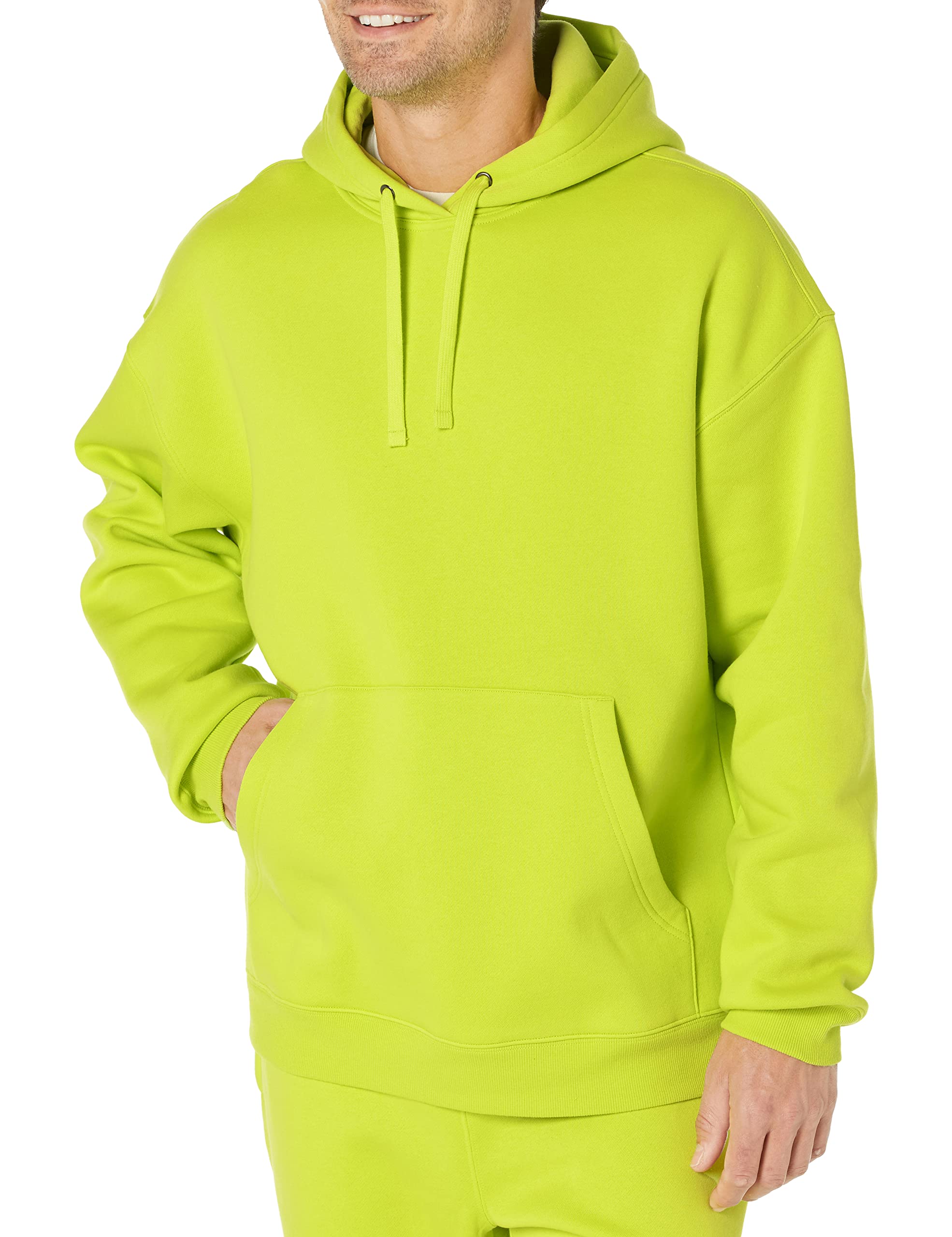 Amazon Essentials Men's Oversized-Fit Heavyweight Hooded Sweatshirt (Available in Big & Tall), Lime Green, Small