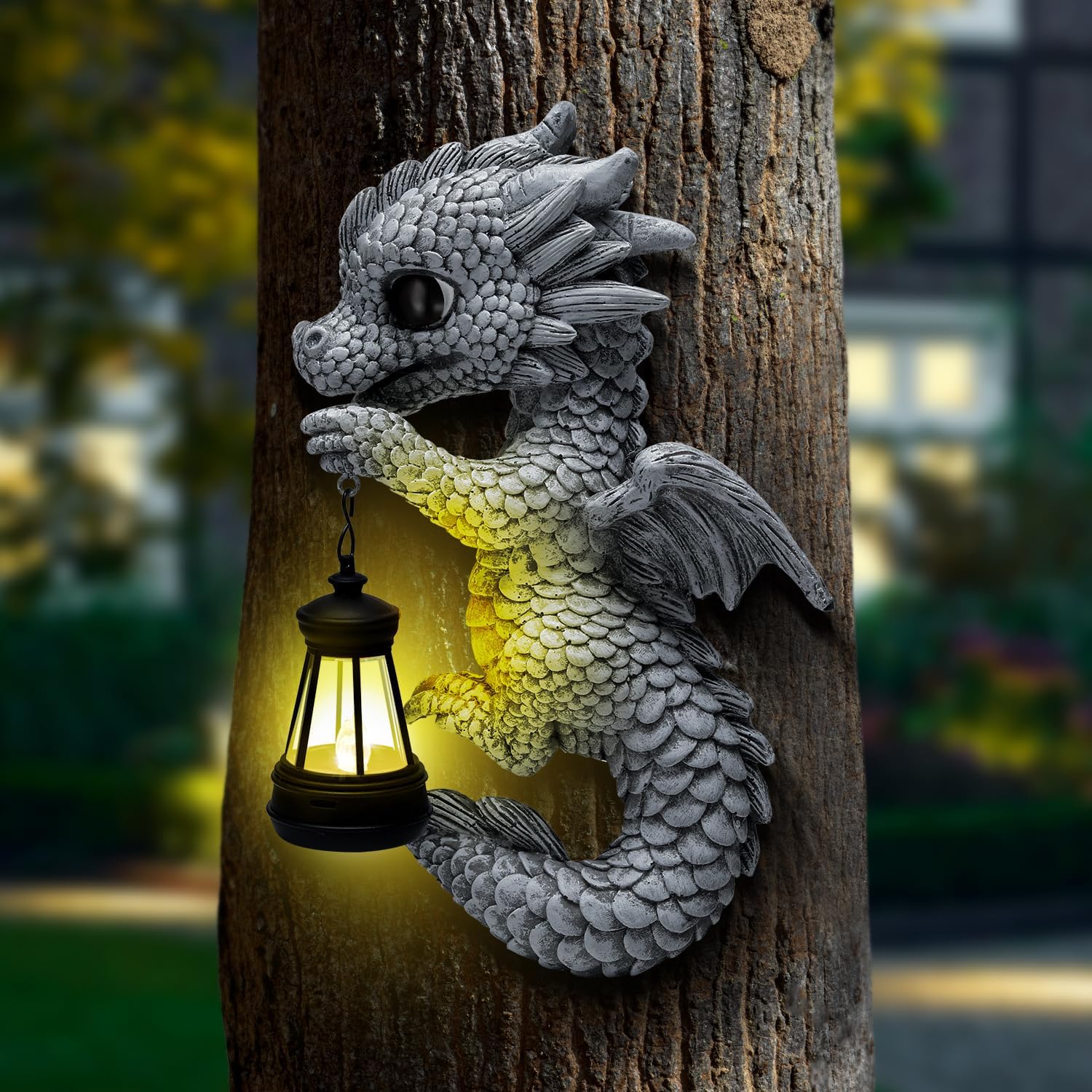 Tfro & Cile Dragon Garden Statue Solar Tree Hugger Light Outdoor Lawn Decor for Balcony Patio Yard Idea Gift for Women