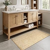 Vista 2 de LEEVAN Alfombra de Pasillo de Cocina Lavable, 2' x 4.3' Alfombras de Baño Bohemias de Algodón Tostado Reversible para Entrada, Alfombra de Pasillo