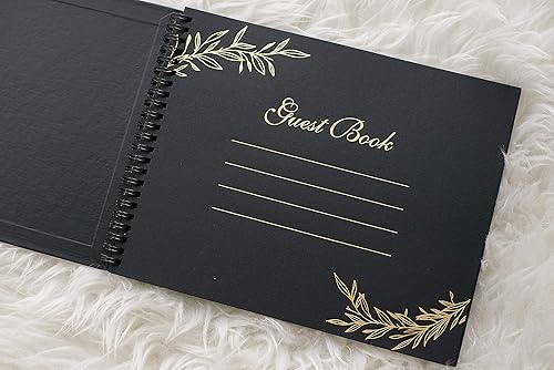 Miniatura 3 de Paper 'n Such Libro de invitados negro para fiesta de graduación con páginas en blanco para fotos Polaroid, funeral, recepción de boda, cumpleaños,