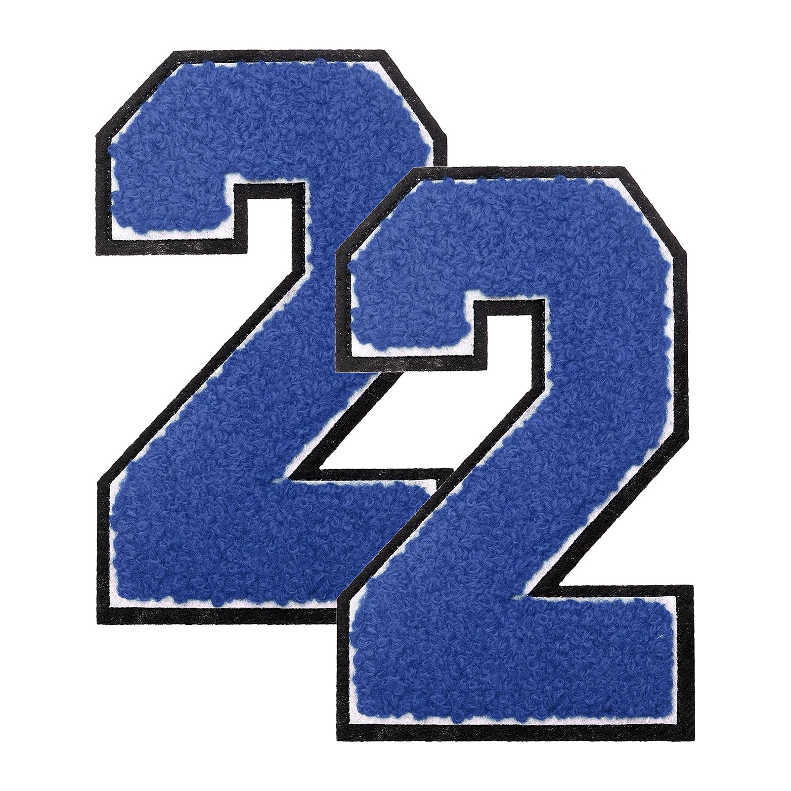 sourcing map #2 Chenille Iron-on 4.7" Large Patches Number 2 Blue 2pcs