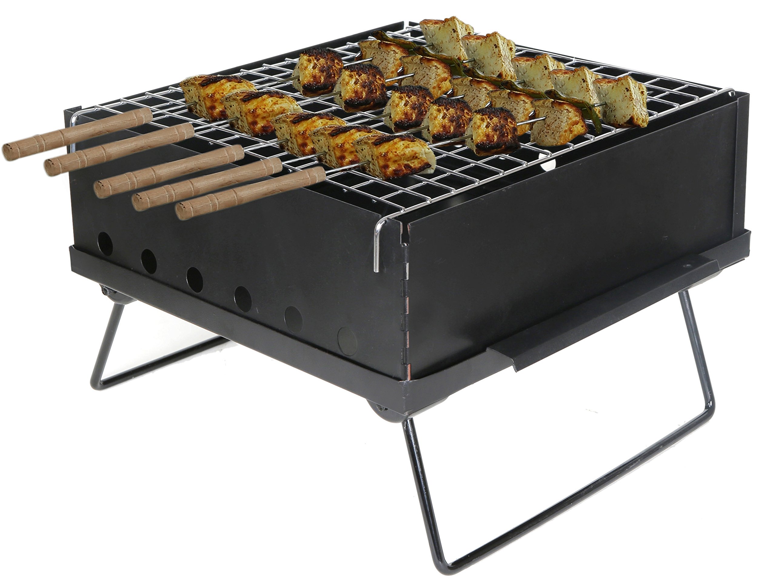 Fabrilla Barbeque Folding with 5 Skewers BBQ Charcoal Grill