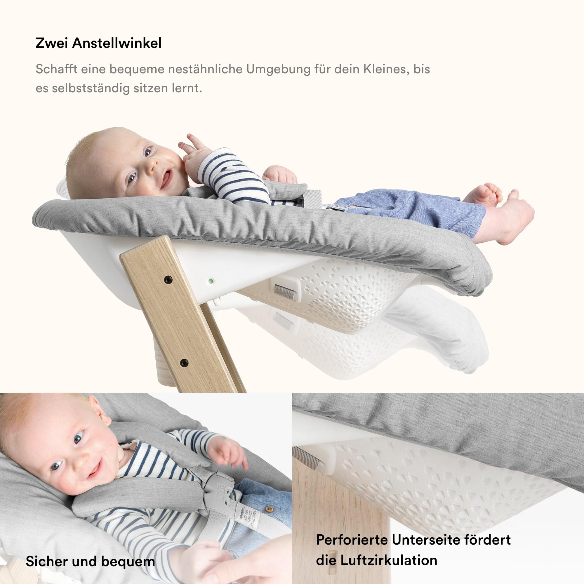 Stokke Tripp Trapp Stuhl mit Newborn Set und Baby Set, Natürlich - Sicher, verstellbar, ergonomisches Design