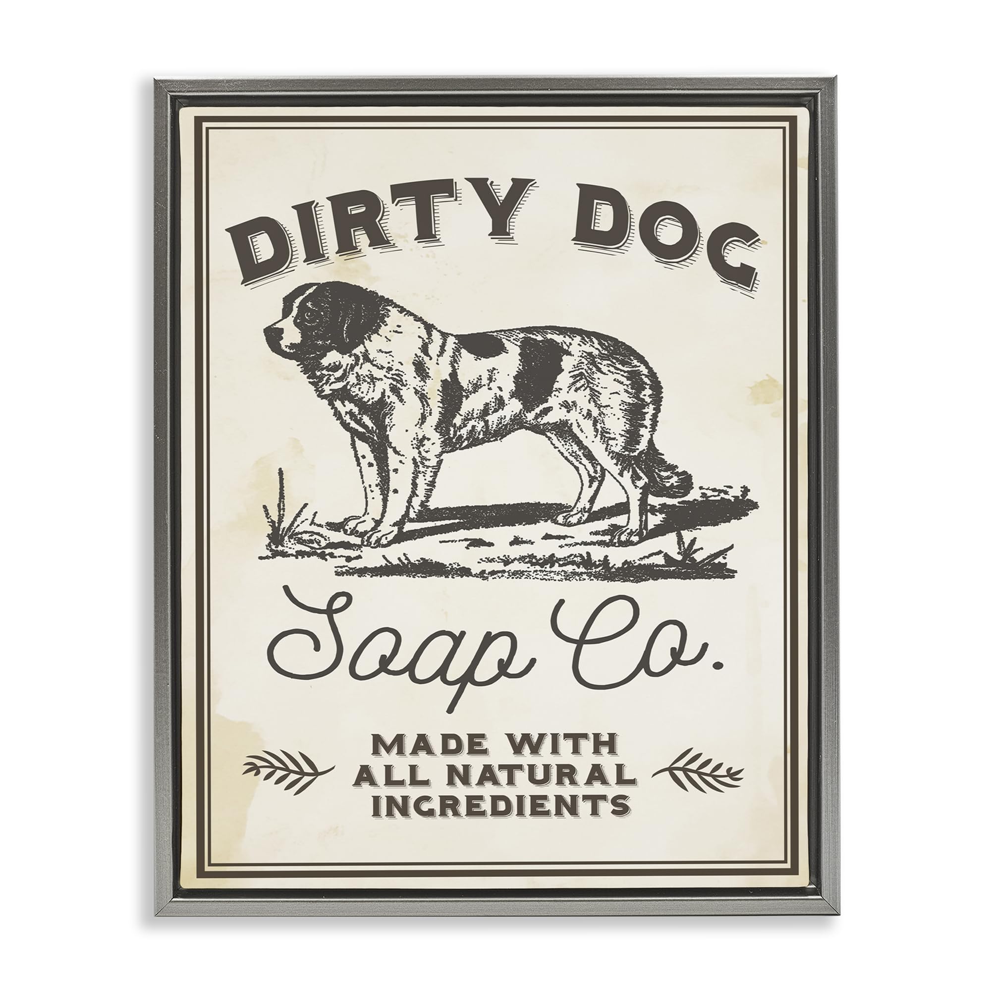 Dirty Dog Soap Vintage Sign, 17 x 21 Inch Canvas in Floater Frame