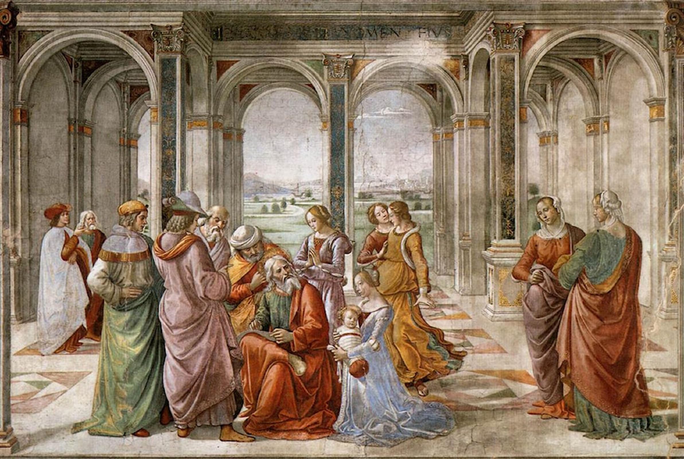 ARTXLXXBN Famous Painting Canvas Artwork Graffiti Print Zacharias Writes Down the Name of His Son by Domenico Ghirlandaio Portrait Canvas Image for Home Decor 60x90cm