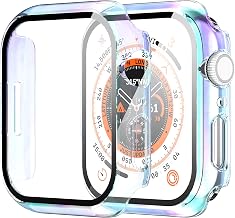 Diruite for Apple Watch Series 9/8/7/6/5/4 SE 41mm Case-Colorful*2 | 2-Pack,All-Around, Tempered Glass Screen Protector Case Ultra-Thin for iWatch 41mm Protection Cover