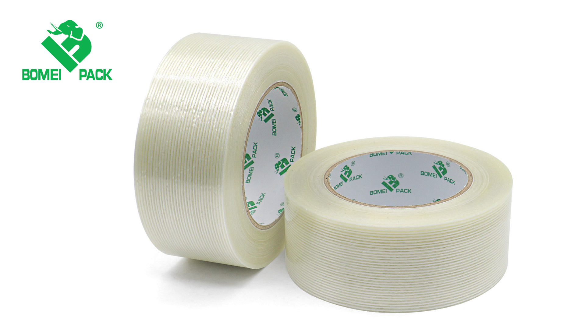 Image of BOMEI PACK Filament Strapping Tape, 5.3 Mil 2 Inch x 60 Yards, Heavy Duty Reinforced Fiberglass Packing Tape, 2 Pack