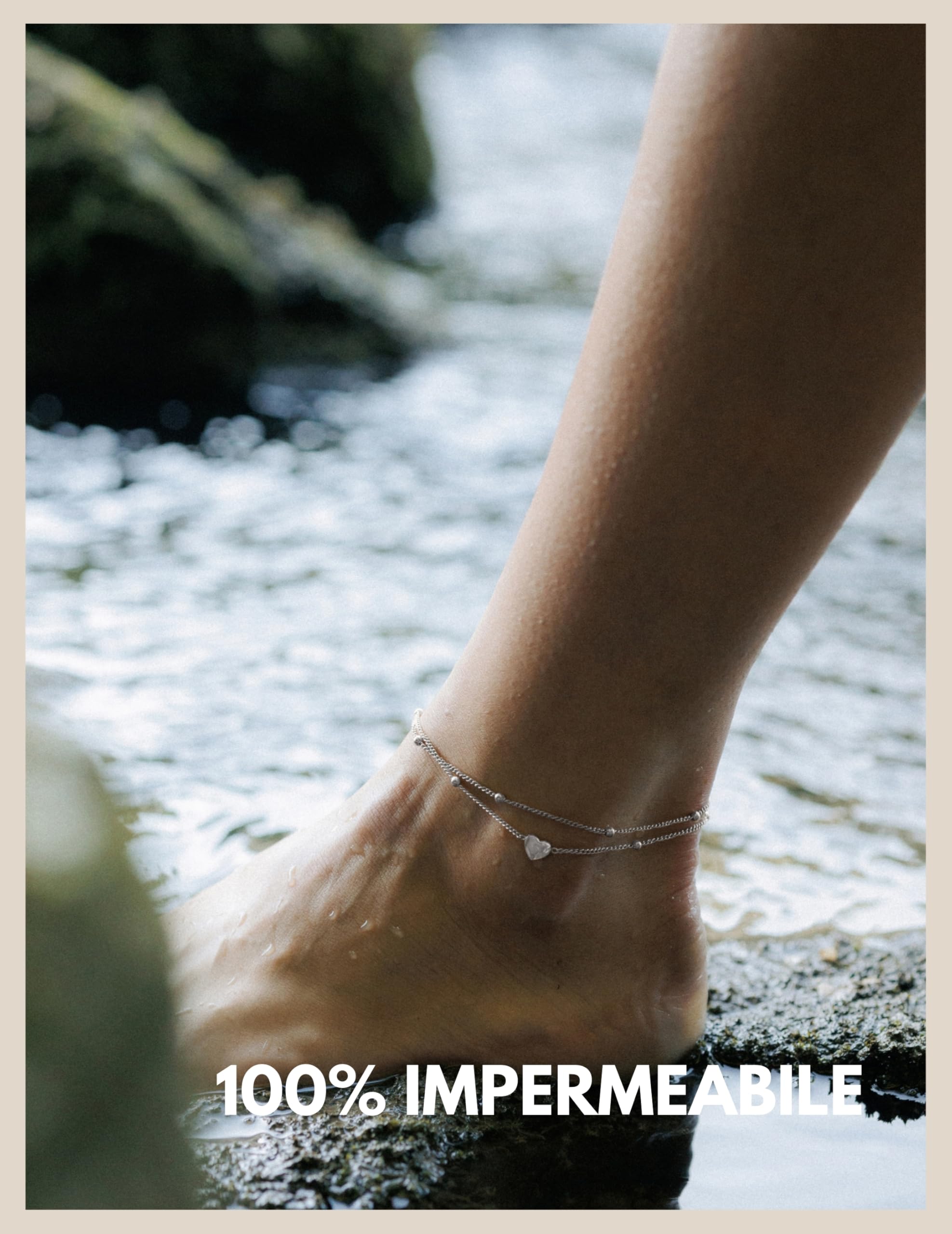 GD GOOD.designs Cavigliera cuore da donna - Impermeabile I Cavigliera a più file - Regolabile I Gioielli in acciaio inossidabile filigranato in oro, argento o oro rosa