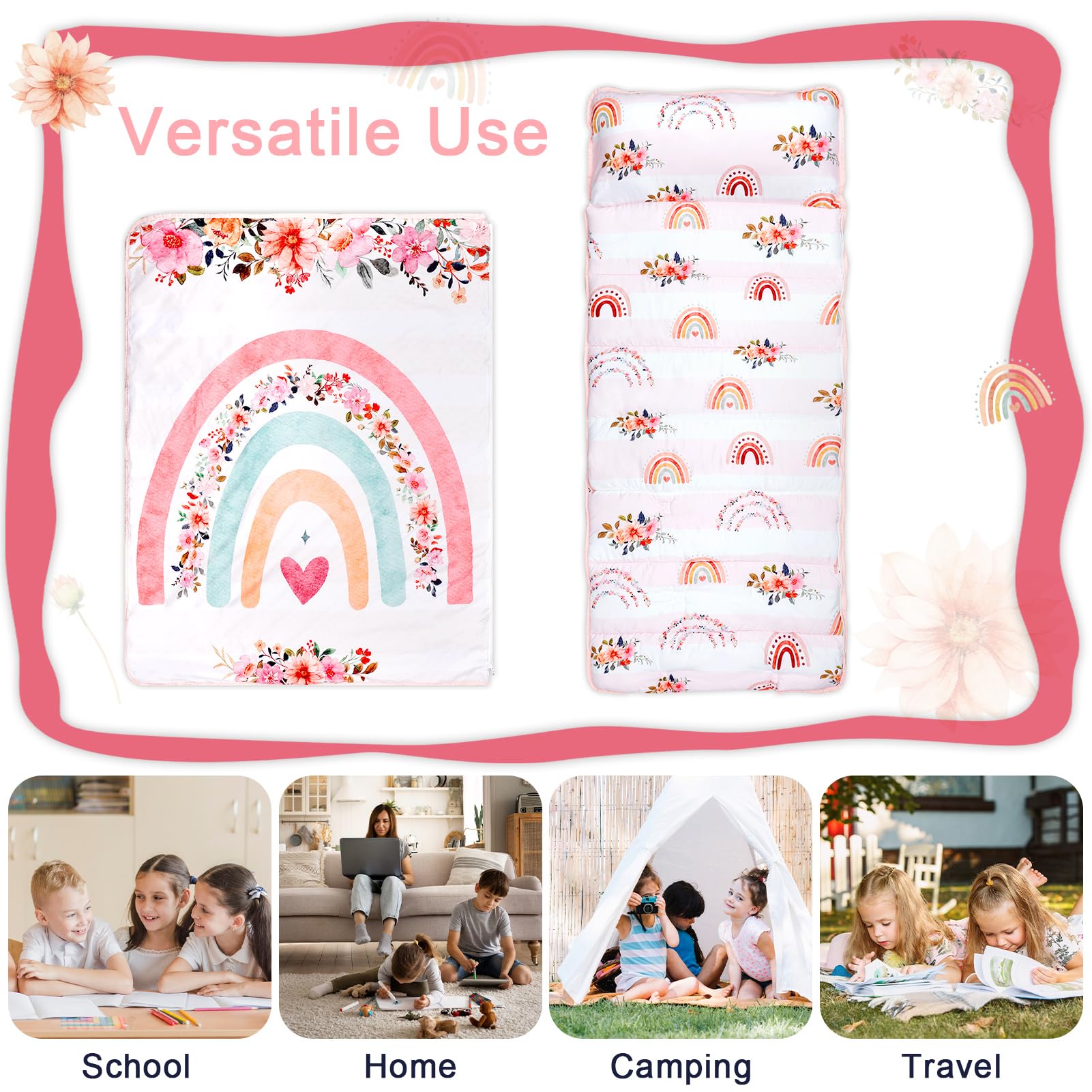 Pea Pod Tapis de Sieste pour Enfant avec Oreiller Amovible et Couverture minky Douce à Pois