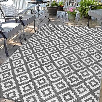 Small Outdoor Rug 4x6ft, Waterproof Reversible Floor Rug, Garden Mats and Rugs, Portable Plastic Outdoor Rug for Patio, Balcony, Deck, Beach,Backyard,Camping Picnic Blanket